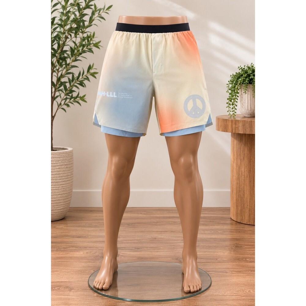 Lululemon x Madhappy  XS Colorblock Athletic Shorts Beige Orange Blue Lined
